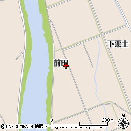 秋田県鹿角市十和田毛馬内前田周辺の地図