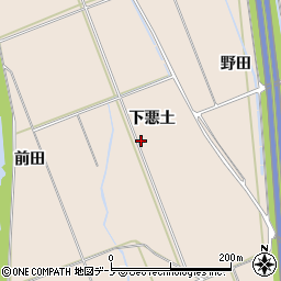 秋田県鹿角市十和田毛馬内下悪土周辺の地図