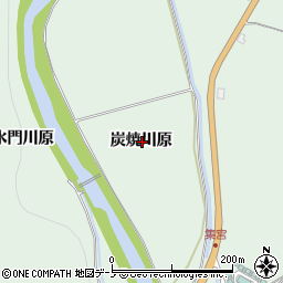 秋田県鹿角市十和田大湯炭焼川原周辺の地図