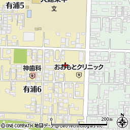 秋田県大館市有浦6丁目2周辺の地図