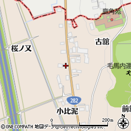 秋田県鹿角市十和田毛馬内小比泥周辺の地図