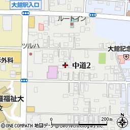 秋田県大館市中道周辺の地図