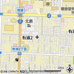 秋田県大館市有浦2丁目周辺の地図