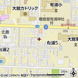 秋田県大館市有浦周辺の地図