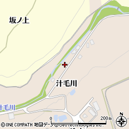 秋田県鹿角市十和田毛馬内汁毛川周辺の地図