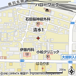 〒017-0046 秋田県大館市清水の地図