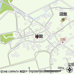 秋田県大館市沼館神館周辺の地図