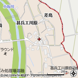 秋田県鹿角市十和田毛馬内甚兵エ川原周辺の地図