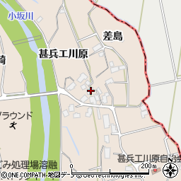 秋田県鹿角市十和田毛馬内（甚兵エ川原）周辺の地図