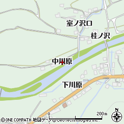 秋田県鹿角市十和田大湯中川原周辺の地図
