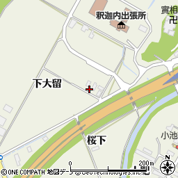 秋田県大館市釈迦内下大留38周辺の地図