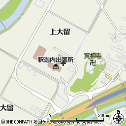 秋田県大館市釈迦内上大留周辺の地図