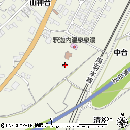秋田県大館市釈迦内中台周辺の地図