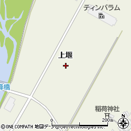 秋田県大館市釈迦内上堰周辺の地図