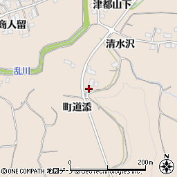 秋田県大館市商人留町道添周辺の地図