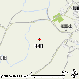 秋田県大館市釈迦内中田周辺の地図