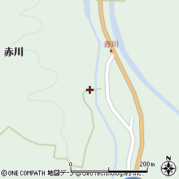 秋田県鹿角市十和田大湯赤川周辺の地図