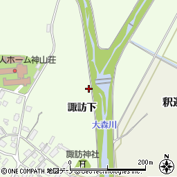 秋田県大館市花岡町（諏訪下）周辺の地図