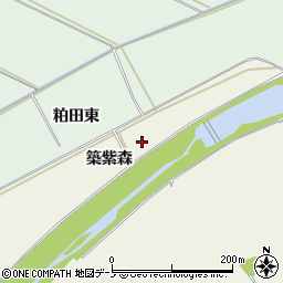 秋田県大館市釈迦内築紫森周辺の地図
