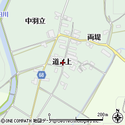 秋田県大館市粕田道ノ上周辺の地図