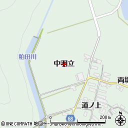 秋田県大館市粕田（中羽立）周辺の地図