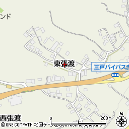 青森県三戸郡三戸町川守田東張渡周辺の地図