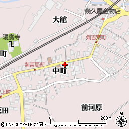 青森県南部町（三戸郡）剣吉（中町）周辺の地図