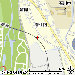 青森県弘前市石川留岡周辺の地図