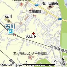 青森県弘前市石川大仏下周辺の地図