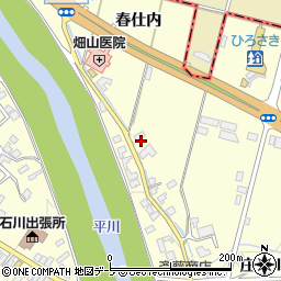 青森県弘前市石川春仕内周辺の地図