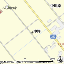 青森県弘前市石川中坪周辺の地図