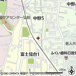 青森県弘前市中野5丁目25周辺の地図