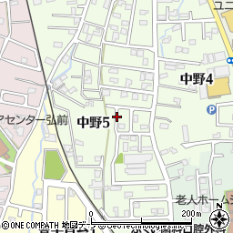 青森県弘前市中野5丁目周辺の地図