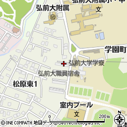 弘前大学　学生寮朋寮周辺の地図