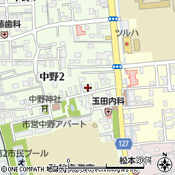 青森県弘前市中野2丁目5周辺の地図