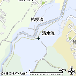 青森県弘前市清水富田清水流周辺の地図