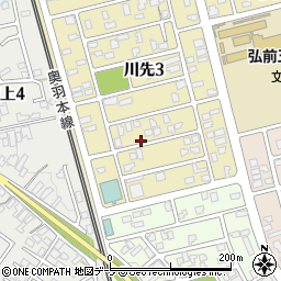 青森県弘前市川先3丁目7-8周辺の地図