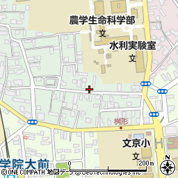 青森県弘前市文京町周辺の地図