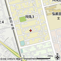 青森県弘前市川先3丁目7-7周辺の地図