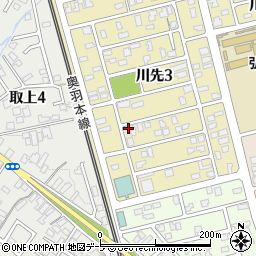 青森県弘前市川先3丁目7-22周辺の地図