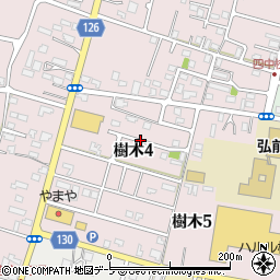 青森県弘前市樹木4丁目周辺の地図