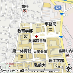 弘前大学夜間休祭日正門巡視室周辺の地図