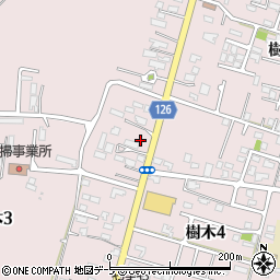 青森県弘前市樹木周辺の地図