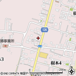 青森県弘前市樹木周辺の地図