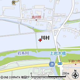 青森県弘前市鳥井野川村周辺の地図