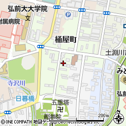 青森県弘前市桶屋町周辺の地図