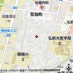 青森県弘前市在府町周辺の地図