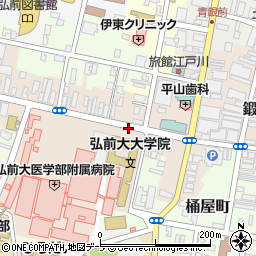 青森県弘前市本町周辺の地図