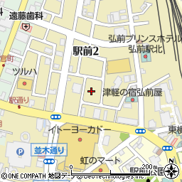 青森県弘前市駅前周辺の地図