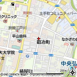 青森県弘前市鍛冶町周辺の地図